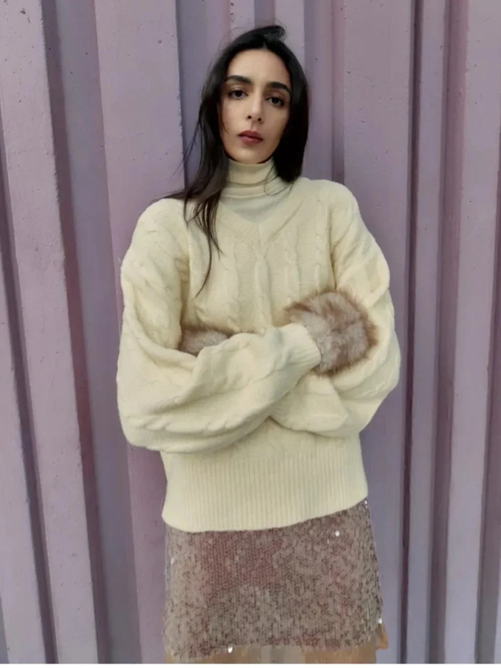 Zara Soft yellow cable Knit Sweater - Picture 6 of 6